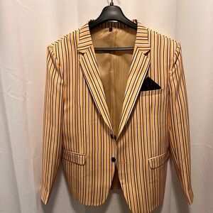 Yellow gold blue pin stripe. Custom tailor built